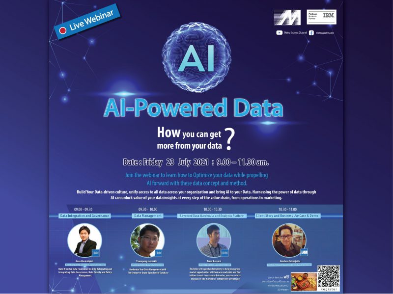 สมาคมผู้ใช้ดิจิทัลไทย (DUGA) ขอเชิญทุกท่านรับฟังบรรยายในหัวข้อ “AI-Powered Data Webinar - How you can get more from your Data ? "